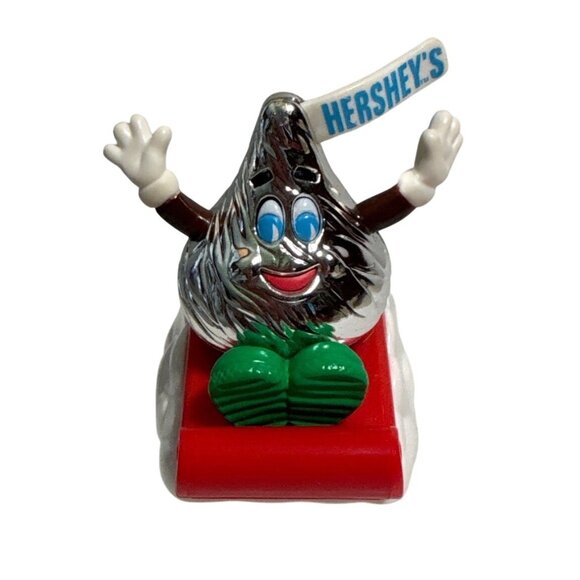HFC Other - Vtg Hershey's Kiss Toy Sledding Christmas Rolling HFC 2000 Silver Green Shoes